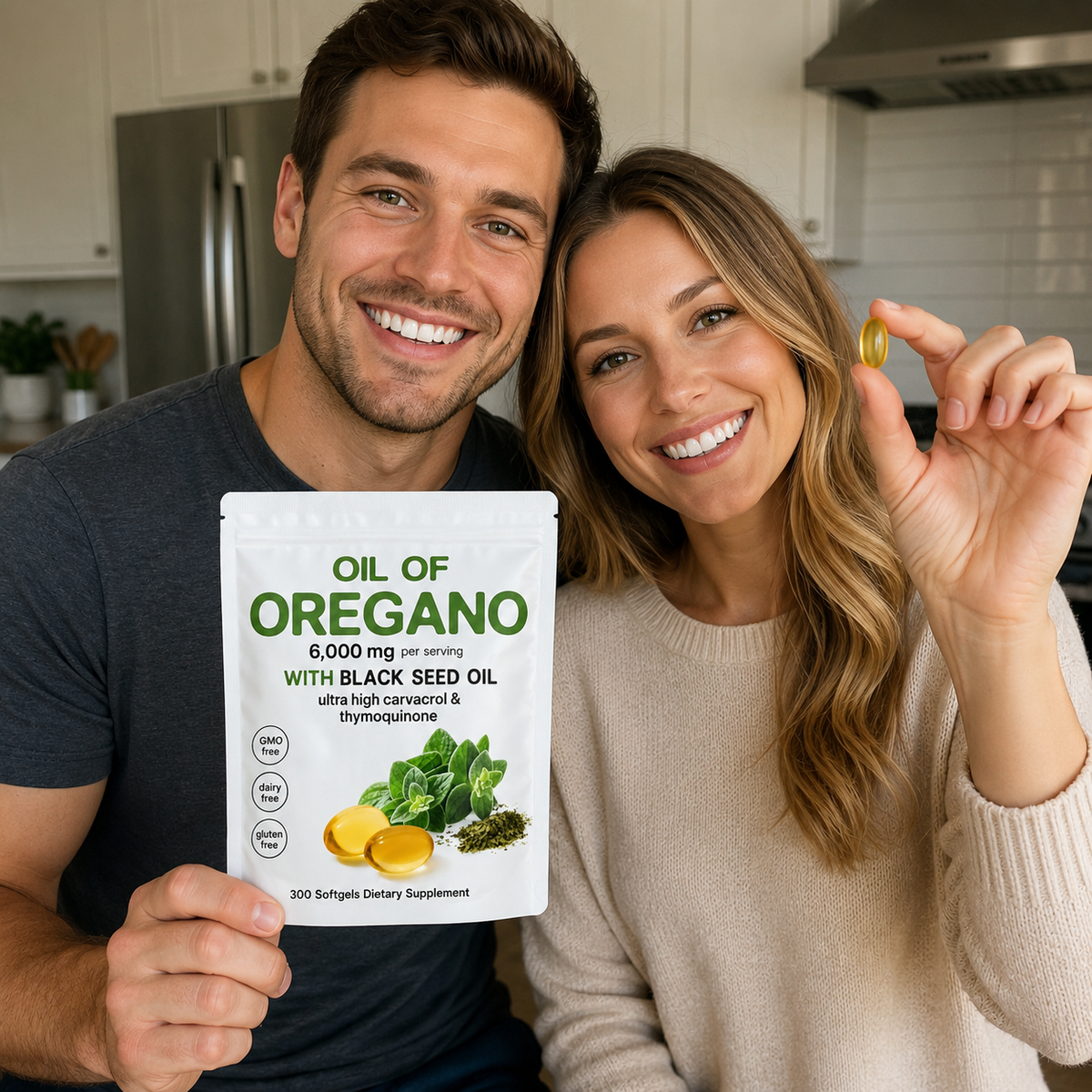 Aceite de Orégano 300 Capsulas Blanco